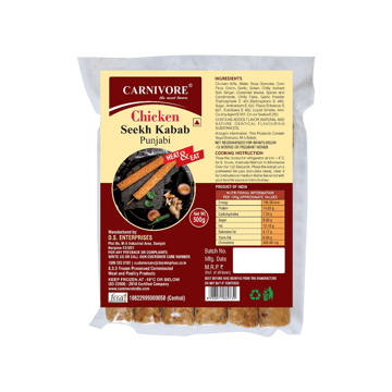 Carnivore Punjabi Chicken Seekh Kebab (Frozen)