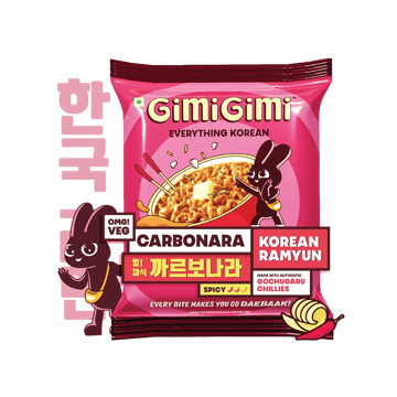 Gimi Gimi Veg Carbonara - Korean Ramen Instant Noodles