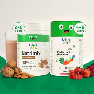 Little Joys Multivitamin Kids Supplement Gummies (4-6 years) + Nutrimix 2+ Years Chocolate Drink Mix Combo