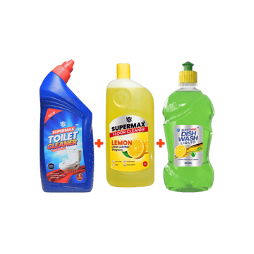 Supermax Dishwash Liquid, Floor & Toilet Cleaner Combo