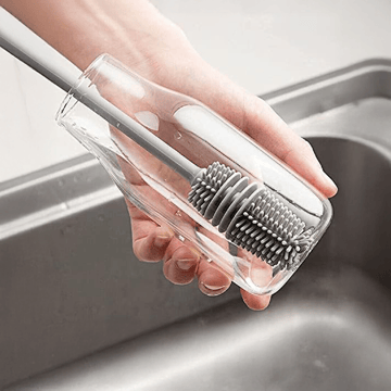 RUSH Baby Bottle Brush for Cleaning (Silicone, Grey)