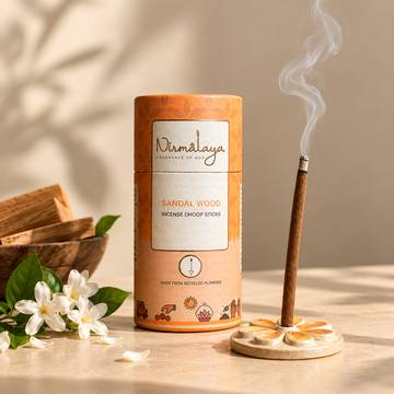 Nirmalaya Sandalwood Bambooless Incense Dhoop Sticks with Holder