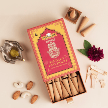 Mangaldeep Temple Premium Bamboless Sandal & Patchouli Dhoop Cones