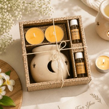 Ceramic Diffuser Gift Set (Lemongrass, Cream) (Lemon Aroma, Cream) Auradecor