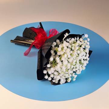 Satyam Kraft White Baby Breath Artificial Bouquet with Light