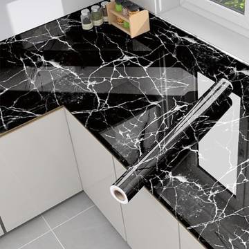 Marble Adhesive Wallpaper (Black & White) - Cynvexa