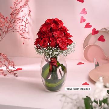 FlowerAura Glass Vase (9", Transparent)