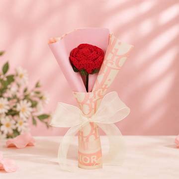Floreal Single Red Artificial Rose Flower Bouquet