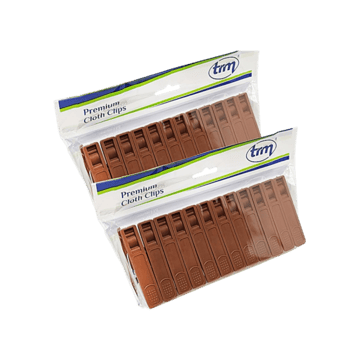 TRM Premium Plastic Cloth Clips (Brown)