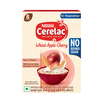 Nestle Cerelac Wheat Apple Cherry Baby Cereal (8 to 24 Months, No Refined Sugar)
