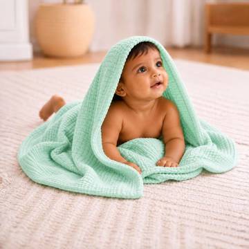 MomsHome Muslin Baby Towel (Sea Green)