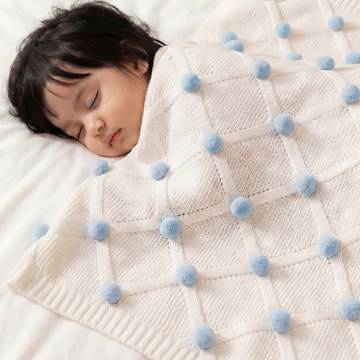 Haus & Kinder Pom Pom Knitted Baby Blanket (White)