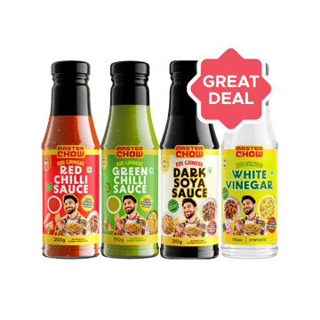 MasterChow Green Chilli Sauce + Dark Soya Sauce + Red Chilli Sauce + White Vinegar Combo