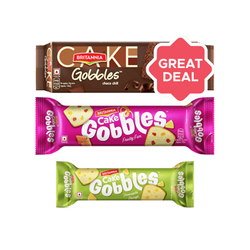 Britannia Choco Chill Slice Cake + Slice Cake + Gobbles Pineapple Plunge Cake Combo